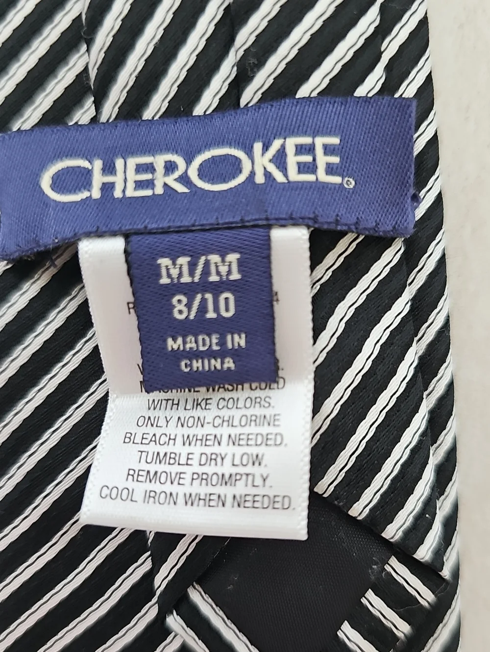 Cherokee Black and White Striped Neck Tie Boys Sz M 8/10